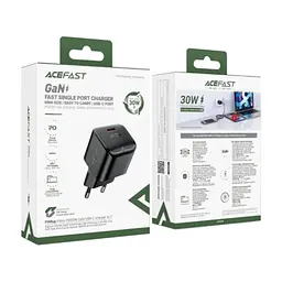 Зарядний пристрій Acefast USB-C 30W Gan A77 mini Fast Charger Black (6974316282662) - мініатюра 2