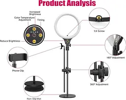 Кільцева LED лампа Ulanzi T1 26см (UV-2517) [81645] - мініатюра 7