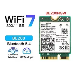 Мережева карта Intel Wi-Fi 7 BE200 NGW модуль тридіапазонний адаптер Bluetooth для ПД / Ноутбука (19124) - мініатюра 3