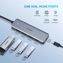 Перетворювач хаб Ugreen CM219 4-Port USB 3.0 Hub + живлення через Micro-USB (50985) - мініатюра 2