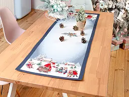 Ранер Lefard Home Textile Jouets Village гобеленовий новорічний з люрексом 100х40 см біло-синій - мініатюра 2