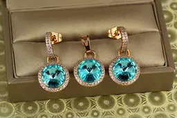 Набір Xuping Jewelry Романс із блакитними каменями золотистий