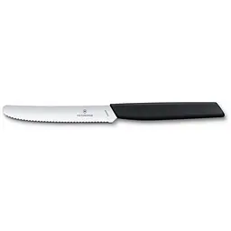 Кухонний ніж Victorinox Swiss Modern Tomato&Sausage 11см закругл.нос, хвил. з черн. ручкою - мініатюра 2