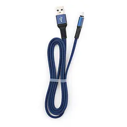 Дата кабель USB 2.0 AM to Micro 5P 1m flat nylon blue Vinga (VCPDCMFNB1B) - мініатюра 5