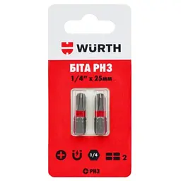 Бита Wurth PH3 1/4IN L25 мм 2 шт. в блистере (16141762716141766489024902)
