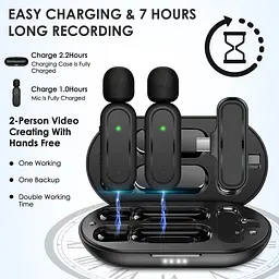 Бездротові мікрофони Lavalier для iPhone, iPad, Android, із зарядним футляром та адаптером 2 шт - мініатюра 5