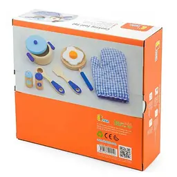 Дитячий кухонний набір Viga Toys 50115 Іграшковий посуд із дерева Блакитний - мініатюра 6