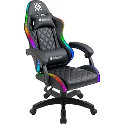 Крісло ігрове Defender Energy, Клас 4, 50 мм, PU, RGB, чорне - мініатюра 2