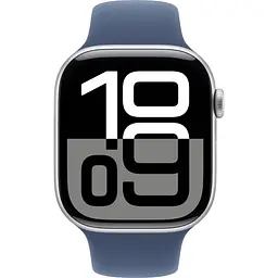 Apple Watch Series 10 GPS 46mm Silver Aluminum Case with Denim Sport Band S/M MWWL3