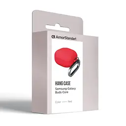 Силіконовий чохол для навушників Samsung Galaxy Buds Core, Hang Case, червоний, ультратонкий захисний кейс товщиною 2 мм, захист від подряпин, пилу та ударів, компактний, з карабіном для кріплення, ArmorStandart (ARM88044) - мініатюра 3