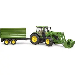 Масштабна модель автомобіля Bruder трактор John Deere 7R 350 з навантажувачем та причепом (03155) - мініатюра 8
