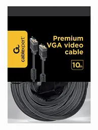 Кабель Cablexpert VGA - VGA (M/M), HD15, з 2-ма фер. кільцями, чорний, 10 м (CC-PPVGA-10M-B) пакет - мініатюра 3