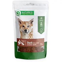 Ласощі для собак ломтики утки з насінням кунжуту Nature's Protection Duck dice and with sesame seeds 75 г