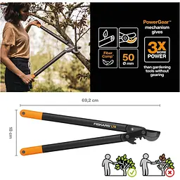 Великий площинний сучкоріз Fiskars PowerGear L78 з загнутими лезами L (1000584) - мініатюра 2