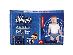 Підгузки-трусики SLEEPY р.3 34шт Jumbo Midi 4-9кг (джинс)