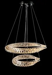 Двоярусна хромована світлодіодна люстра Splendid Ray LD8812/600+400B/2B LED (CH) з кришталевими кільцями 60/40 см - мініатюра 3