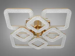 Люстра стельова LED Diasha 2205/4+4G, 130W, 6000K-3200K-4100K, золото, сучасний стиль, з пультом, димером, акрилові плафони - мініатюра 4