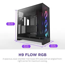 Корпус для ПК NZXT H9 Flow RGB Dual-Chamber All Black (CM-H92FB-R1) - мініатюра 2