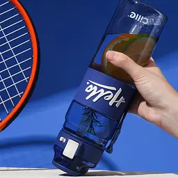 Пляшка для води спортивна Hello 860 мл з тубочкою та ручкою, синій Happy Life HP17303BL - мініатюра 9
