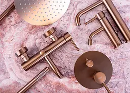 Душова система Rea Lungo brushed copper з термостатом + BOX прихованого монтажу REA-P8808, Теплий захід сонця - мініатюра 5