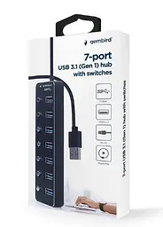 Хаб USB UHB-U3P7P-01, Black, USB 3.1 - 7xUSB 3.1 Gembird teh0019581 - мініатюра 2