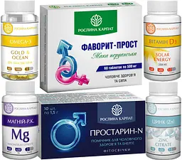 Програма для чоловічого здоров'я, Фаворит прост, Цинк, Магній Р.К Фітосвічки Простарин N, Вітамін Д3, Омега-3.