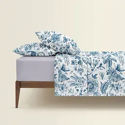 Комплект постільної білизни Cosas євро з простирадлом на резинці SWEDISH FLORAL 200 x 220 см (FlowersYardBlueWhite_El160-45Pearl_200) - мініатюра 2