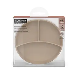Тарілка силіконова для вводу прикорму на 3 секції Suavinex Colour Essence +6 місяців бежева (402914) - мініатюра 3