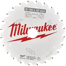 Диск пиляльний по дереву PFTE THIN KERF MILWAUKEE, діаметр 190х30х1,6мм, 16 зуб.