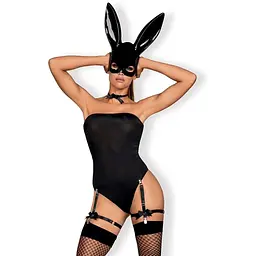Еротичний костюм Obsessive Bunny L/XL чорний