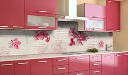 Вініловий кухонний фартух Рожеві квіти наклейка ПВХ квіткова абстракція 60х300 см Happy Pocket Z181638 - мініатюра 4