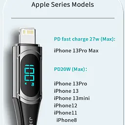 Зарядний кабель Display ESSAGER Type C to Lightning 1метр 20W - мініатюра 5