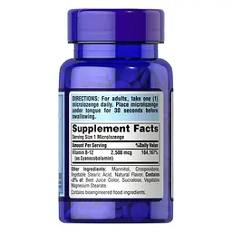 Вітаміни та мінерали Puritan's Pride Vitamin B-12 2500 mcg Sublingual, 100 мікро льодяників - мініатюра 2