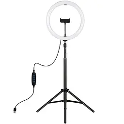 Кільцева USB LED лампа Puluz PKT3061B 11.8+ штатив 1.65 м
