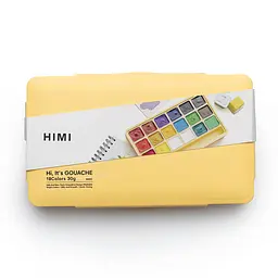 Набір гуашевих фарб Jelly Cup 18×30 мл жовтий пластиковий пенал HIMI