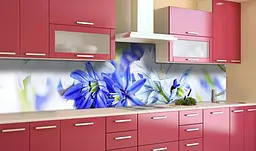Вініловий кухонний фартух Проліски наклейка для кухні ПВХ Квіти Синій 60х300 см Happy Pocket Z181517 - мініатюра 3