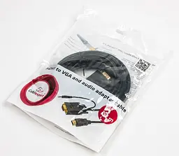 Адаптер HDMI M-VGA M Cablexpert Black 3 м аудіокабель для передачі стереозвуку (A-HDMI-VGA-03-10) - мініатюра 2