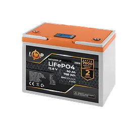 Акумулятор LP LiFePO4 12,8V - 60 Ah (768Wh) (BMS 80A/40А) пластик LCD - мініатюра 2
