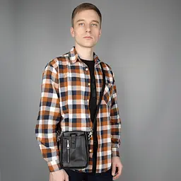 Чоловіча маленька шкіряна сумочка TIDING BAG 1633A чорна - мініатюра 2