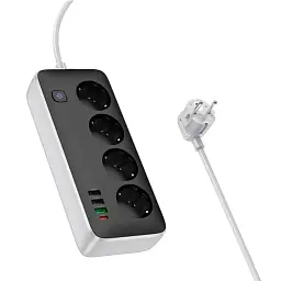Мережевий подовжувач Hoco AC22 Sunlight 4-bit (PD30W/1C3A) Desktop Socket Black - мініатюра 4