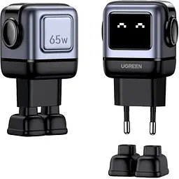 Зарядний пристрій Ugreen CD361 Nexode Robot GaN Tech USB-A + 2*USB-C 65 W (UGR-25685B) - мініатюра 3