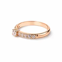 Каблучка з червоного золота з муасанітами К-0742 14 - мініатюра 4