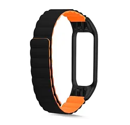 Ремінець Ribbed Silicone Mi Band 7 Black Orange ( 01 )