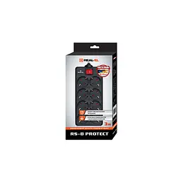 Мережевий фільтр живлення REAL-EL RS-8 PROTECT, 1.8m, black (EL122300021) - мініатюра 2