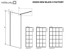 Душова перегородка Radaway Modo New Black II Factory 90 см профиль чорний 389094-54-55 - мініатюра 4