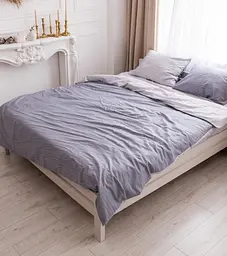 Постільна білизна сімейна Dushka Home Страйп сатин 20563 160х215х2 см графітова з білим