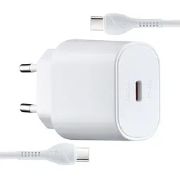 Мережевий зарядний пристрій Hoco N22 Jetta PD25W charger set ( Type-C to Type-C ) ( EU ) Білий