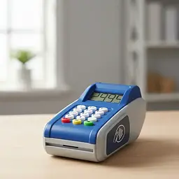 Іграшковий касовий апарат для дітей POS-термінал для карток, друк чека, музика, світло, супермаркет - мініатюра 2