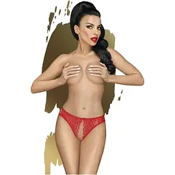 Трусики-тонг Penthouse Naughty Valentine S/M Red, мереживо, відкритий доступ до інтимних зон