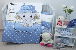Комплект постільної білизни в ліжечко Tag Tekstil Sweet sleeper blue для немовлят Слоненя (блакитний)